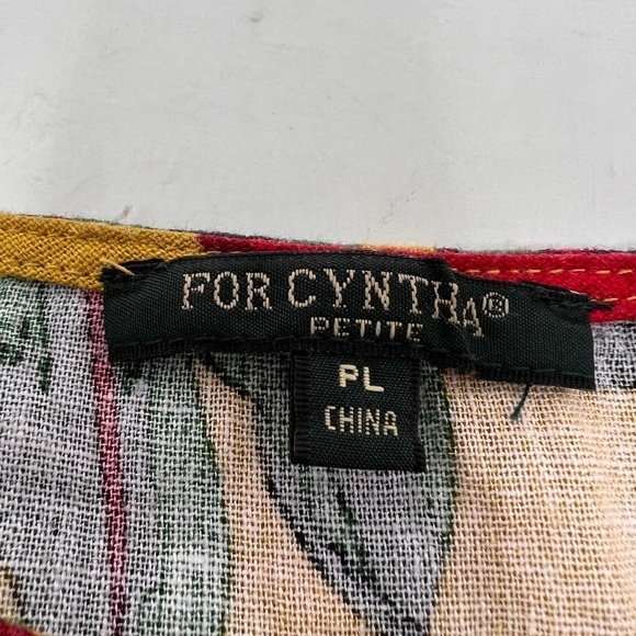 For Cynthia Womens Linen Dress Size Petite Large Hawaiian Tropical Floral Print - Picture 13 of 15